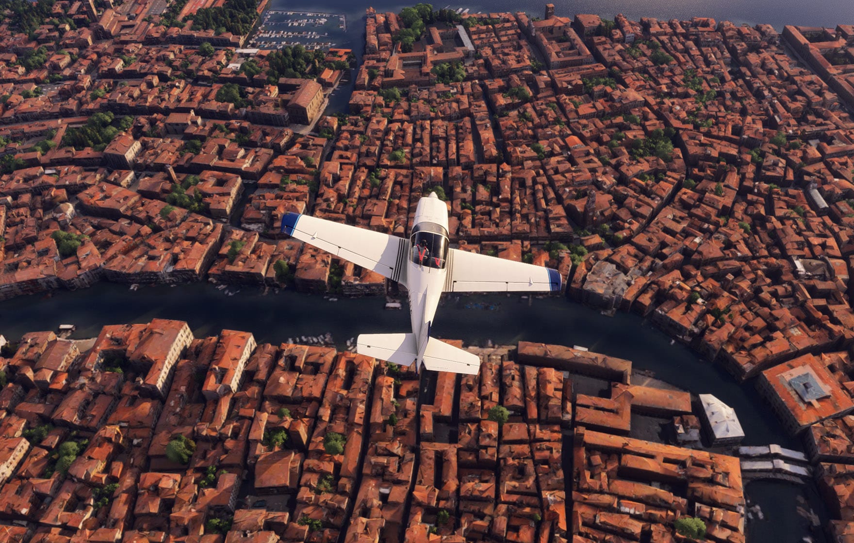 In flight, over Venice