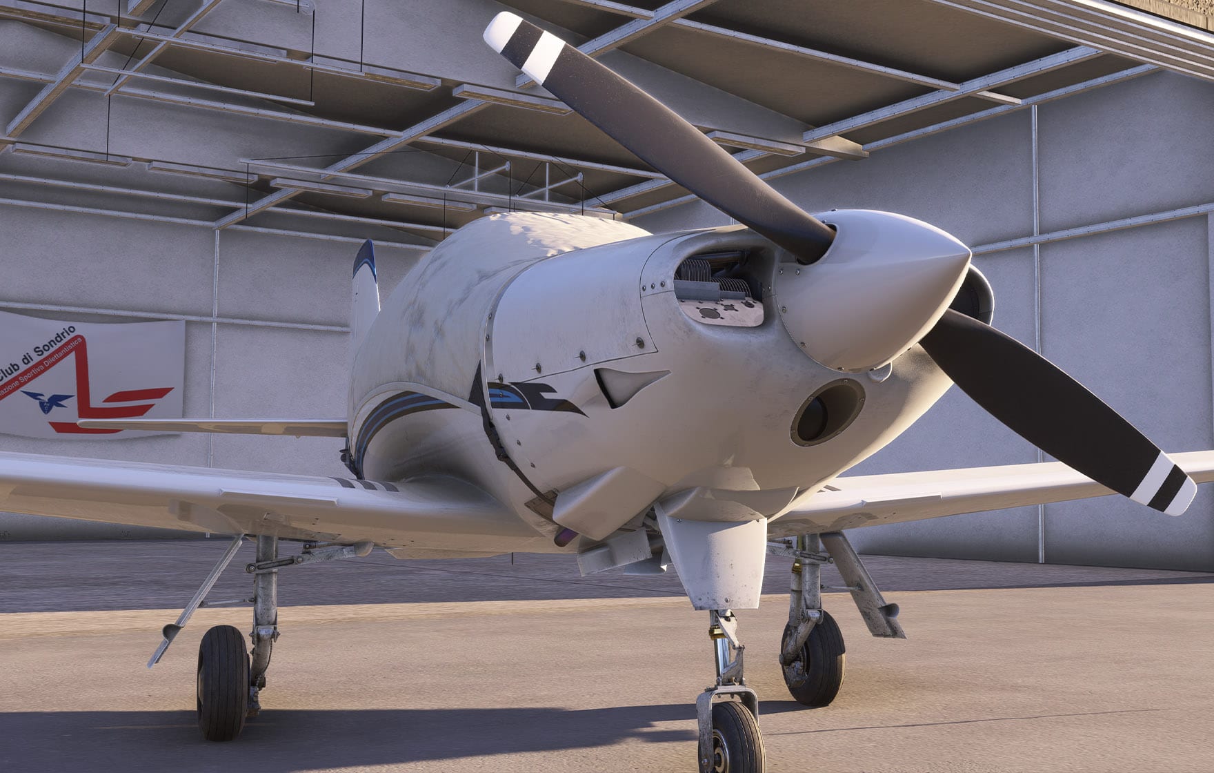 Front quarter, hangar